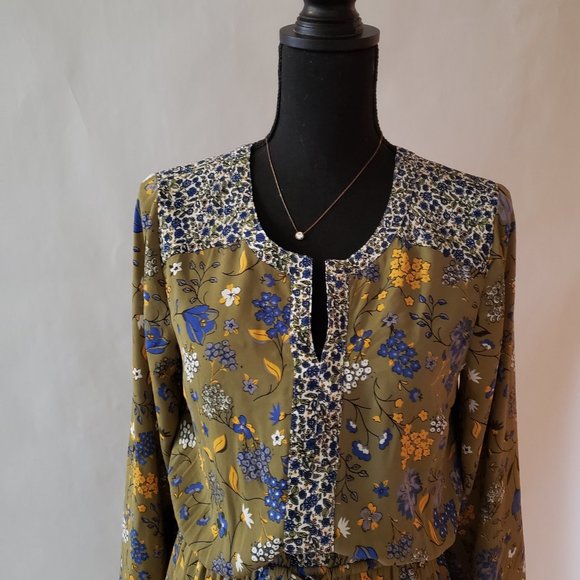 NWT DR2 Green Floral long Sleeve Dress - Picture 7 of 7